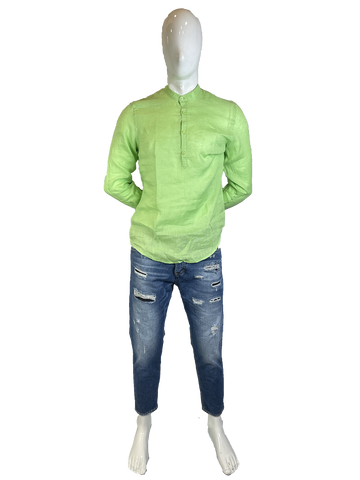 Image of Camicia in Lino OVER-D Serafino Lime