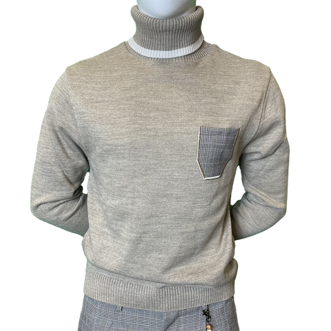 Image of Dolcevita con taschino tortora OVER-D