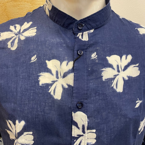 Image of Camicia misto lino fiori OverD