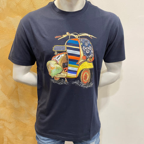 Image of T-shirt Vespa patch blu