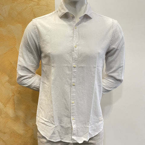 Image of Camicia misto lino bianca OverD