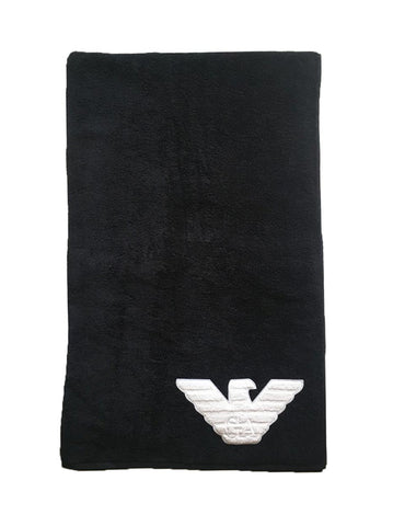 Image of telo mare Giorgio armani shop online nero aquila asciugamano bagno piscina spiaggia firmato griffato