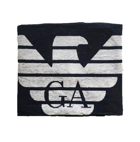 Image of telo mare emporio armani shop online blu firmato asciugamano bagno piscina spiaggia teli griffati