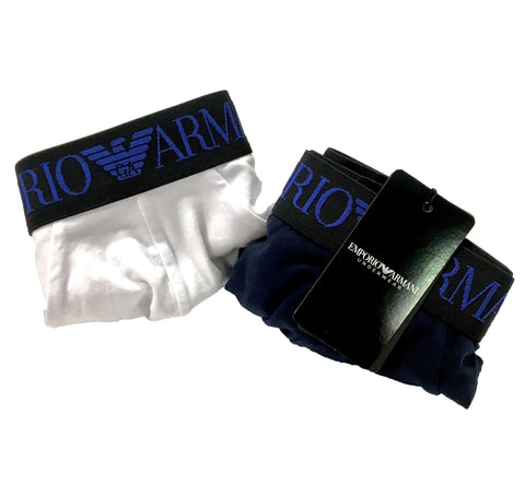 Image of Slip Emporio Armani intimo uomo offerta online underwear mutande bi pack blu bianco