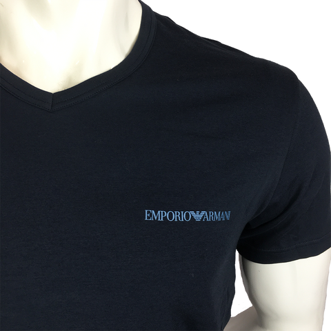 Image of T-Shirt Bi-Pack EMPORIO ARMANI Scollo V Blu