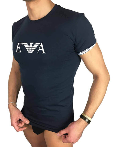 Image of T-shirt emporio armani underwear uomo maglietta stretta slim girocollo shop online blu