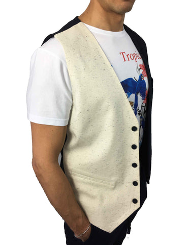 Image of Gilet Over-D uomo shop online blu beige elegante smanicato classico Torino