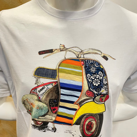 Image of T-shirt Vespa patch bianca