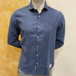 Camicia misto lino blu OverD
