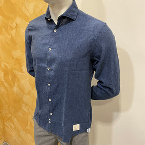Camicia misto lino blu OverD