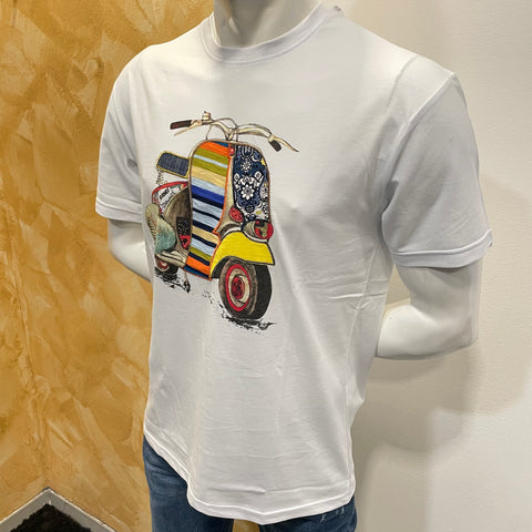 Image of T-shirt Vespa patch bianca
