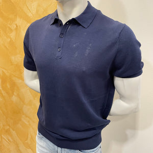Polo in filo blu OverD