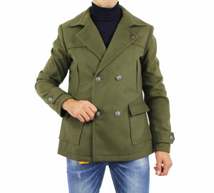 Cappotto uomo Besilent verde militare doppiopetto  saldi Torino shop online