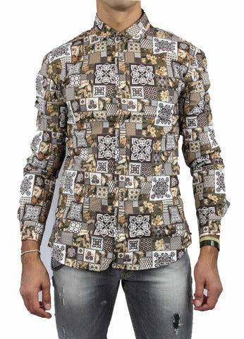 Image of Camicia uomo OVER-D fantasia moda uomo