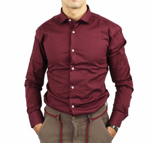 Camicia uomo Over-D shop online camicie eleganti bordeaux slim cotone
