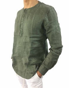 Camicia OUTFIT in lino coreana verde