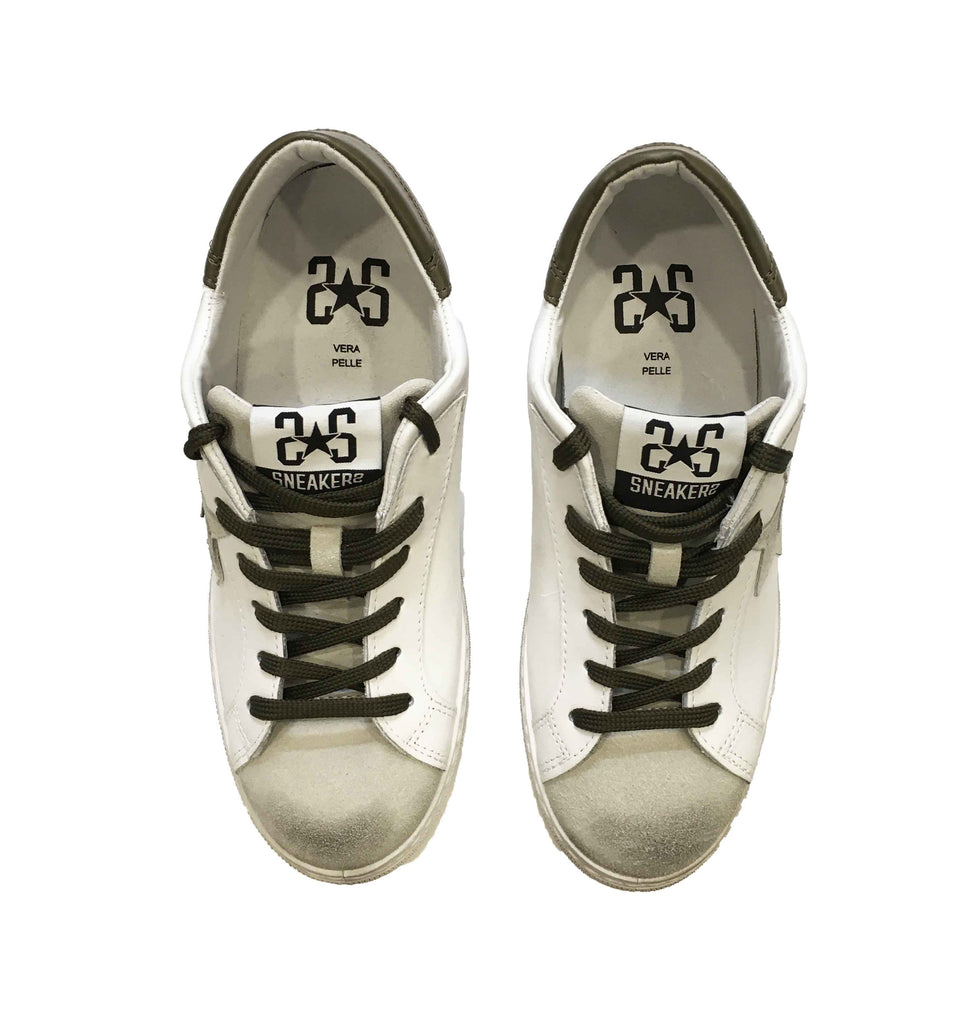 Scarpe uomo 2 star Torino sneakers sportiva shoes bianca verde shop online